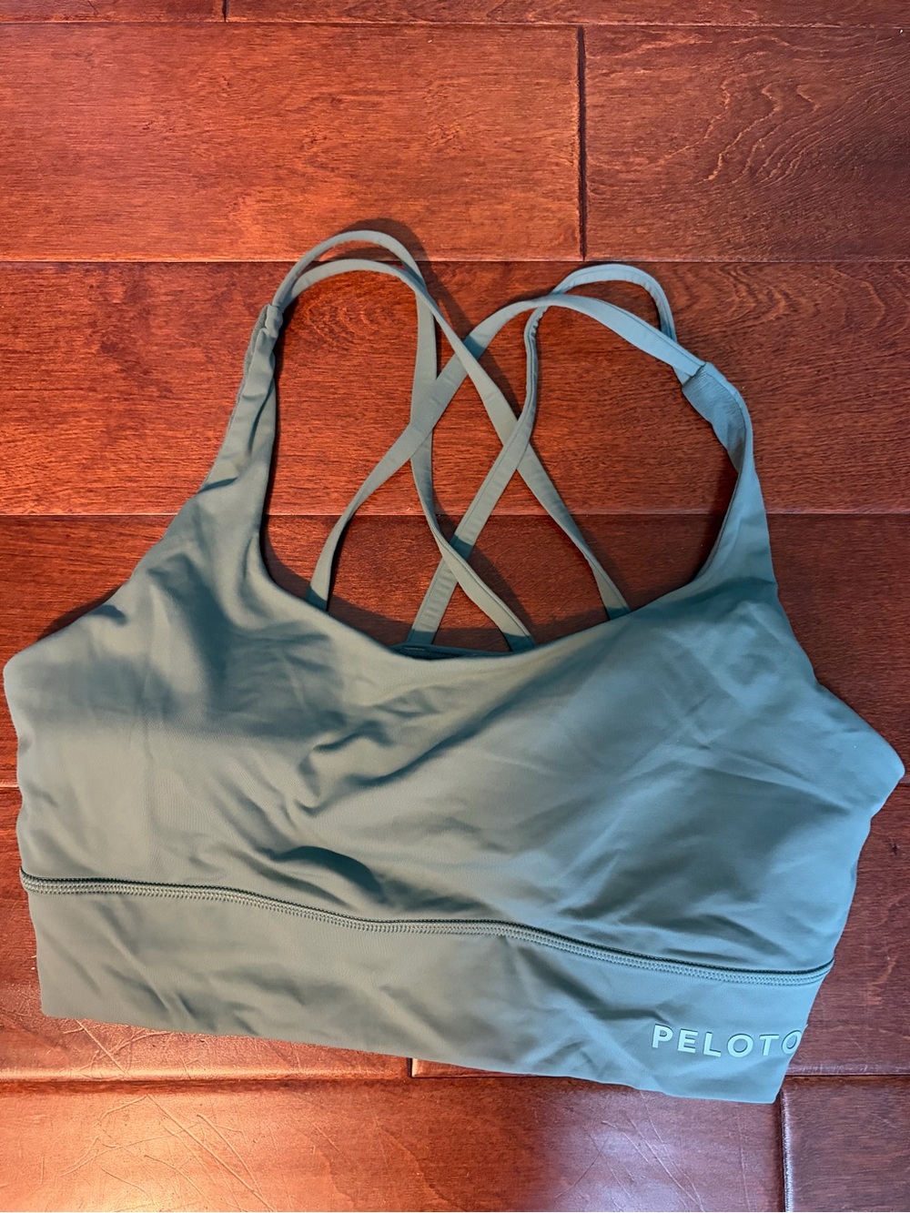 Peloton x Lululemon Energy bra in tidal teal